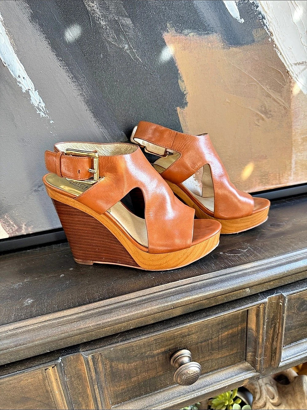 Michael Kors Brown Wedge Sandals